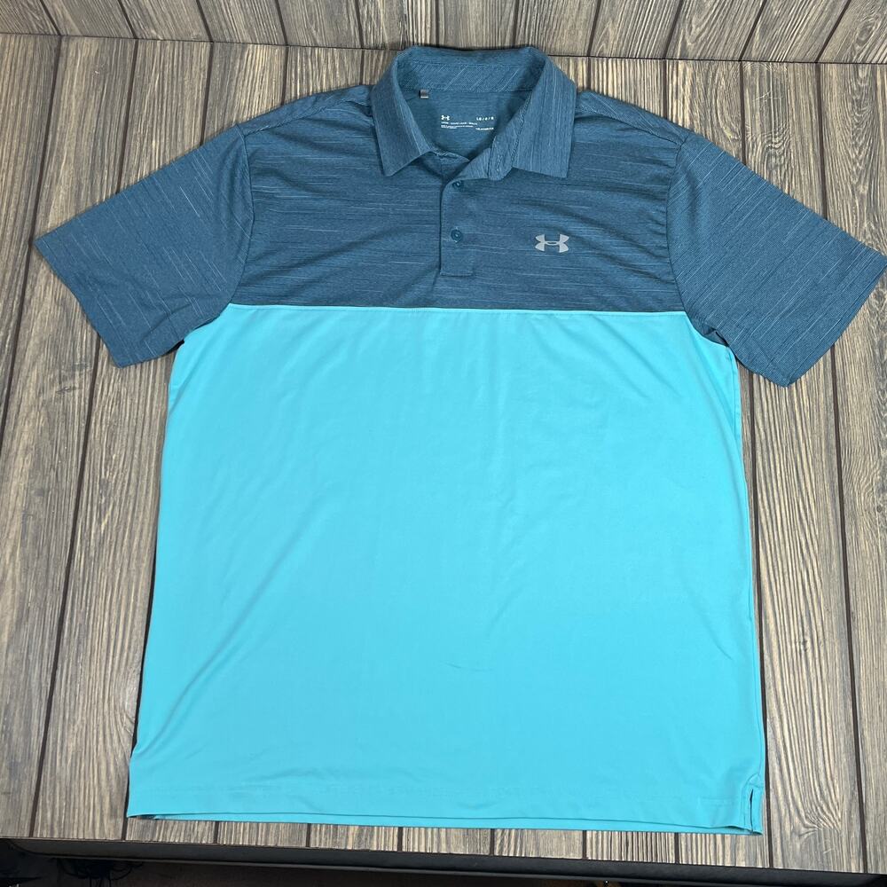 Under Armour Performance Polo Men L Striped Loose Fit Casual Office Athleisure